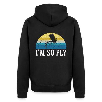 Ich bin so Fliegenfischen Fischer Fischfänger Fischer - Unisex Premium Bio Zip Hoodie - Schwarz - Hinten - Nico (187cm)