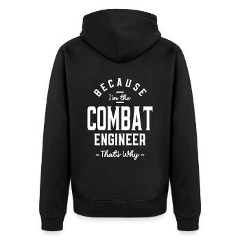 Berufsbezeichnung Kampfingenieur Beruf - Unisex Premium Bio Zip Hoodie - Schwarz - Hinten - Nico (187cm)