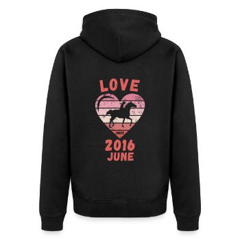 Love Pferde Reiten Geburtstag Juni 2016 - Unisex Premium Bio Zip Hoodie - Schwarz - Hinten - Nico (187cm)