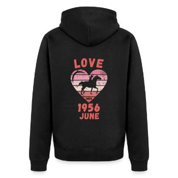Amour équitation anniversaire Juin 1956 - Veste à capuche bio Premium Unisexe - noir - Dos - Nico (187cm)