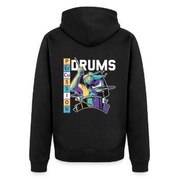 Percussion Musician Scientific Music Schlagzeuger - Unisex Premium Bio Zip Hoodie - Schwarz - Hinten - Nico (187cm)