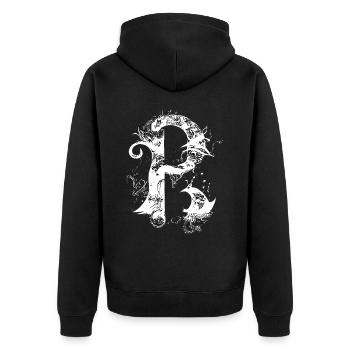 Buchstabe p Monogramm Hand gezeichnet Gothic Witch - Unisex Premium Bio Zip Hoodie - Schwarz - Hinten - Nico (187cm)