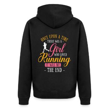 Coureuse de course à pied Half Marathon Fille - Veste à capuche bio Premium Unisexe - noir - Dos - Nico (187cm)