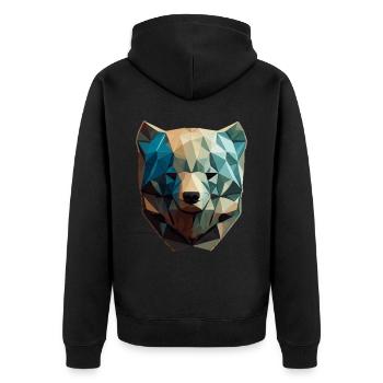 Niedliche Bärengesicht Polygon niedrige Polybären - Unisex Premium Bio Zip Hoodie - Schwarz - Hinten - Nico (187cm)
