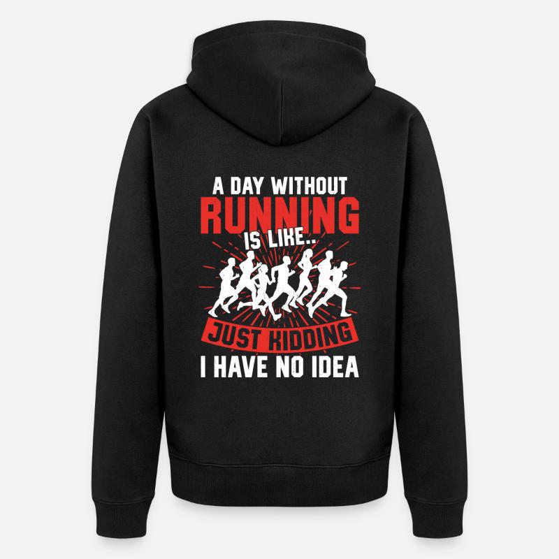 Running Runner Half Marathon - Unisex Premium Bio Zip Hoodie - Schwarz