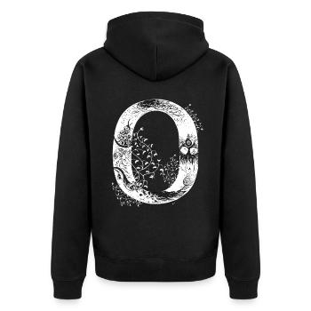 Brief o Monogramm Hand gezeichnet Gothic Witch Wic - Unisex Premium Bio Zip Hoodie - Schwarz - Hinten - Nico (187cm)