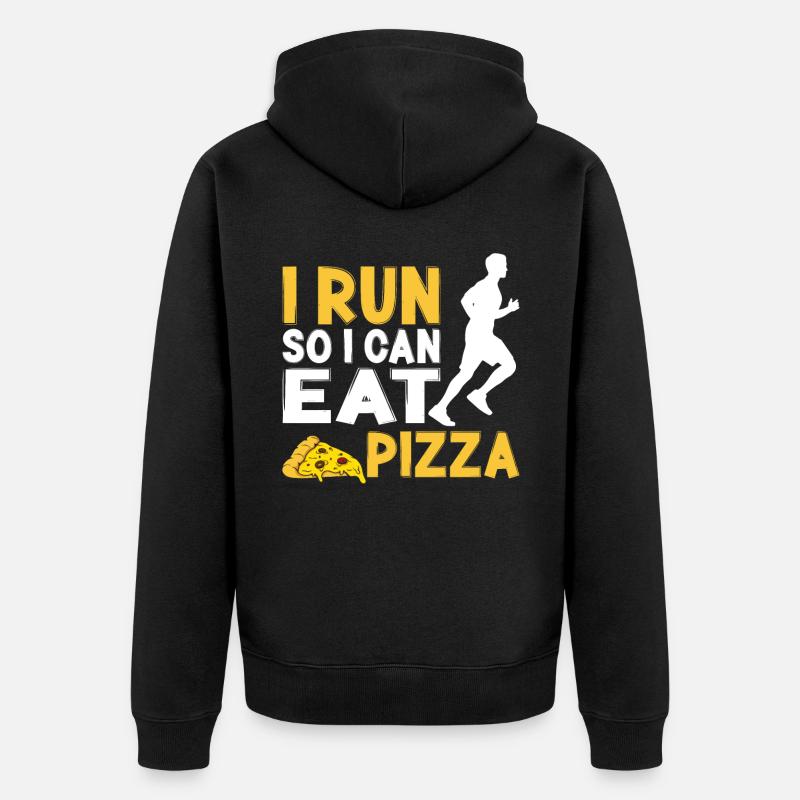 Running Runner Half Marathon Pizza - Unisex Premium Bio Zip Hoodie - Schwarz