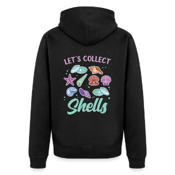 Let's Collect Shells Shell Shell Collector - Unisex Premium Organic Zip Hoodie - black - Back - Nico (187cm)