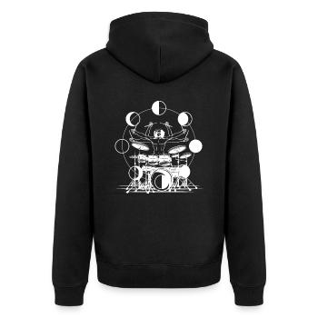 Okkulte Mondphase -Schlagzeuger Hexenästhetik - Unisex Premium Bio Zip Hoodie - Schwarz - Hinten - Nico (187cm)