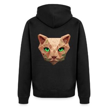 Sphinx Cat Polygon Low Poly Cats Gesicht - Unisex Premium Bio Zip Hoodie - Schwarz - Hinten - Nico (187cm)