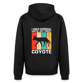 Kojoten Design für Kojotentöter - Unisex Premium Bio Zip Hoodie - Schwarz - Hinten - Nico (187cm)