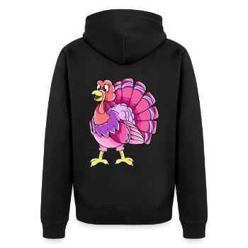 Female Turkey Thanksgiving - Unisex Premium Organic Zip Hoodie - black - Back - Nico (187cm)