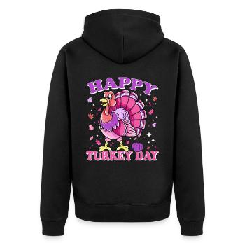 Thanksgiving Female Turkey Happy Turkey Day - Unisex Premium Organic Zip Hoodie - black - Back - Nico (187cm)