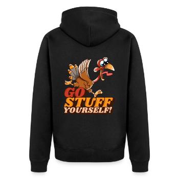 Stuff Yourself Running Turkey Funny Thanksgiving - Veste à capuche bio Premium Unisexe - noir - Dos - Nico (187cm)