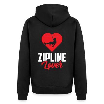 Zipline-Liebhaber Zipline Seilrutsche Ziplining - Unisex Premium Bio Zip Hoodie - Schwarz - Hinten - Nico (187cm)