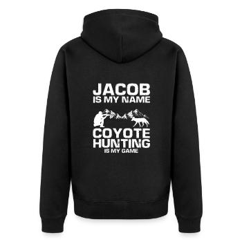 Conception de chasseur de coyote pour la chasse au coyote - Veste à capuche bio Premium Unisexe - noir - Dos - Nico (187cm)