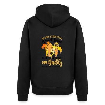 Barrel Racing Dad Rodeo Equestrian Horse Barrel - Unisex Premium Organic Zip Hoodie - black - Back - Nico (187cm)