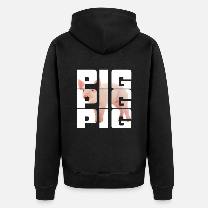 Schwein - Unisex Premium Bio Zip Hoodie - Schwarz