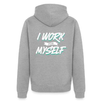 Ich Arbeite Für Mich Selbst Unternehmer Gründer - Unisex Premium Bio Zip Hoodie - Grau meliert - Hinten - Nico (187cm)