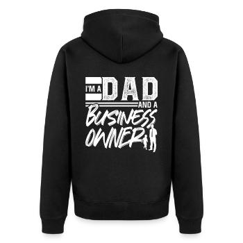 I am a father and a business owner CEO - Unisex Premium Organic Zip Hoodie - black - Back - Nico (187cm)