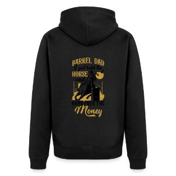 Barrel Racing Rodeo Reitpferd Barrel Racer - Unisex Premium Bio Zip Hoodie - Schwarz - Hinten - Nico (187cm)