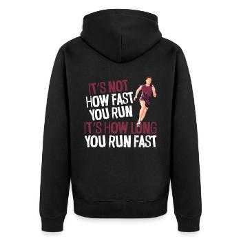 Running Runner Half Marathon - Unisex Premium Bio Zip Hoodie - Schwarz - Hinten - Nico (187cm)