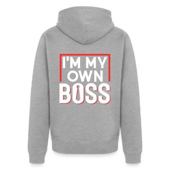 Ich Bin Mein Eigener Chef Gründer Unternehmer CEO - Unisex Premium Bio Zip Hoodie - Grau meliert - Hinten - Nico (187cm)