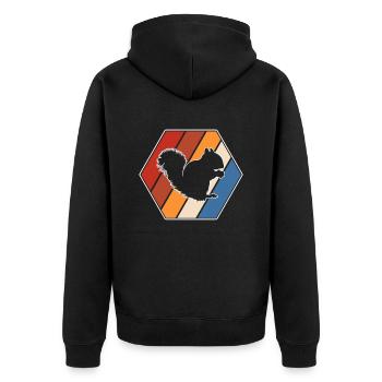 Squirrel Retro - Unisex Premium Organic Zip Hoodie - black - Back - Nico (187cm)