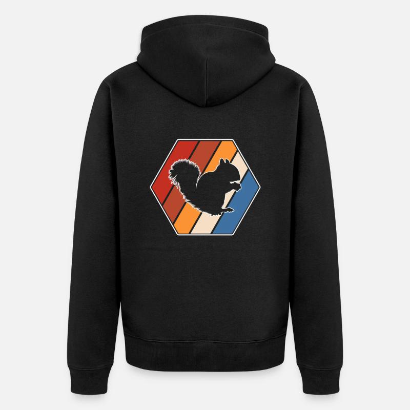 Eichhörnchen Retro - Unisex Premium Bio Zip Hoodie - Schwarz