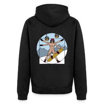 Snowboarding Piste Berge Lustiges Snowboard - Unisex Premium Bio Zip Hoodie - Schwarz - Hinten - Nico (187cm)