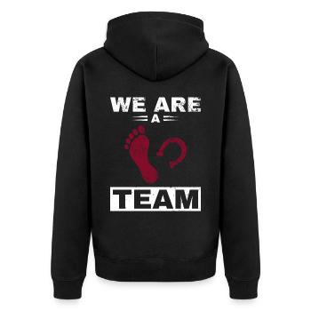 Pferd Reiter Reiten Pferde Liebe - Unisex Premium Bio Zip Hoodie - Schwarz - Hinten - Nico (187cm)