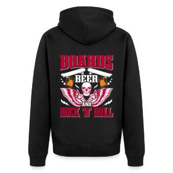 Rock and Roll, Beer Concert Skateboarding - Unisex Premium Organic Zip Hoodie - black - Back - Nico (187cm)