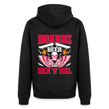 Rock and Roll, Beer Concert Skateboarding - Unisex Premium Organic Zip Hoodie - black - Back - Nico (187cm)