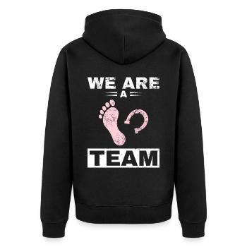 Pferd Reiter Reiten Pferde Liebe - Unisex Premium Bio Zip Hoodie - Schwarz - Hinten - Nico (187cm)