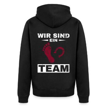 Pferd Reiter Reiten Pferde Liebe - Unisex Premium Bio Zip Hoodie - Schwarz - Hinten - Nico (187cm)