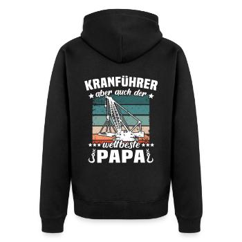 Kranführer Papa Kranfahrer Vater - Unisex Premium Bio Zip Hoodie - Schwarz - Hinten - Nico (187cm)