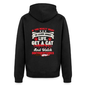 Documentaires félins Thriller Propriétaires de chats - Veste à capuche bio Premium Unisexe - noir - Dos - Nico (187cm)