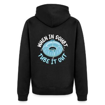 Snow Tubing Winter - Unisex Premium Bio Zip Hoodie - Schwarz - Hinten - Nico (187cm)