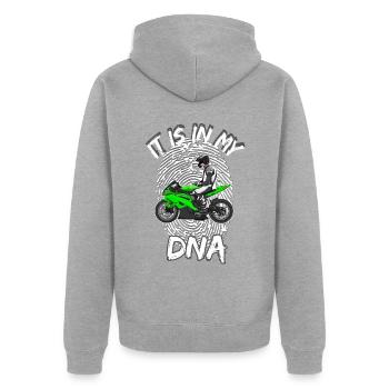 Motorcycle Lifestyle / Motorrad / Motorräder biker - Unisex Premium Bio Zip Hoodie - Grau meliert - Hinten - Nico (187cm)