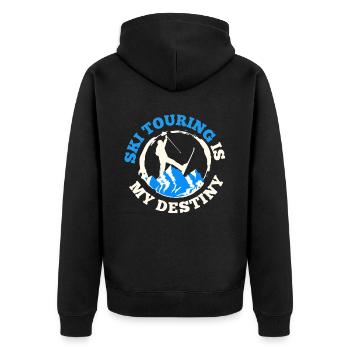 Skitourengehen Skifahren im Hinterland - Unisex Premium Bio Zip Hoodie - Schwarz - Hinten - Nico (187cm)