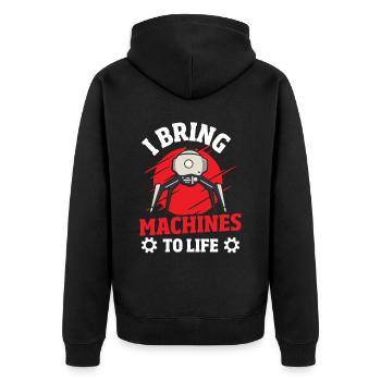 Roboter Computer Ingenieur - Unisex Premium Bio Zip Hoodie - Schwarz - Hinten - Nico (187cm)