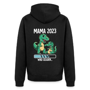 Werdende Mama 2023 - Unisex Premium Bio Zip Hoodie - Schwarz - Hinten - Nico (187cm)