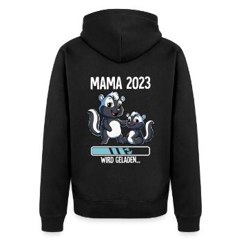 Werdende Mama 2023 - Unisex Premium Bio Zip Hoodie - Schwarz - Hinten - Nico (187cm)
