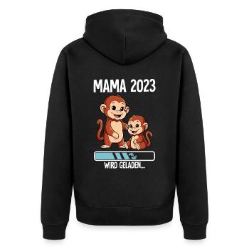Werdende Mama 2023 - Unisex Premium Bio Zip Hoodie - Schwarz - Hinten - Nico (187cm)