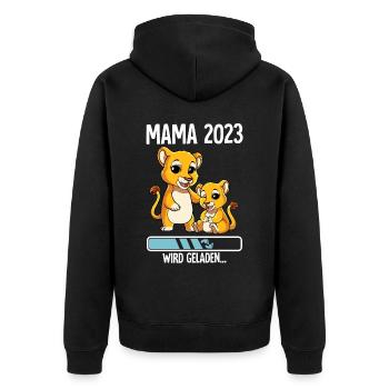 Werdende Mama 2023 - Unisex Premium Bio Zip Hoodie - Schwarz - Hinten - Nico (187cm)