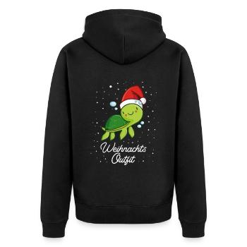Weihnachtsoutfit - Unisex Premium Bio Zip Hoodie - Schwarz - Hinten - Nico (187cm)