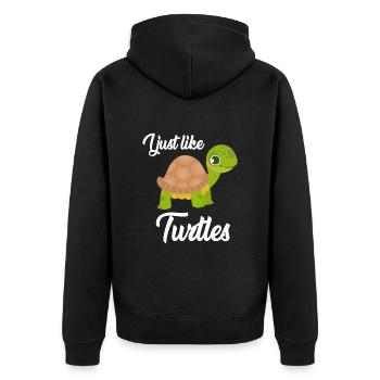 I just like turtles water turtle - Unisex Premium Bio Zip Hoodie - Schwarz - Hinten - Nico (187cm)