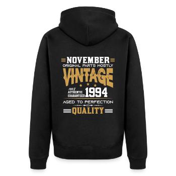 Vintage Aged To Perfection November 1994 - Unisex Premium Organic Zip Hoodie - black - Back - Nico (187cm)