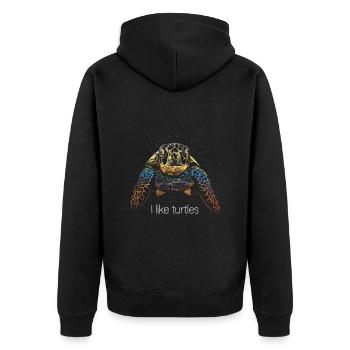 I like turtles 4 water turtle - Unisex Premium Bio Zip Hoodie - Schwarz - Hinten - Nico (187cm)