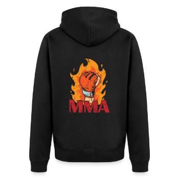 MMA brûlant un gant de boxe avec du feu - Veste à capuche bio Premium Unisexe - noir - Dos - Nico (187cm)